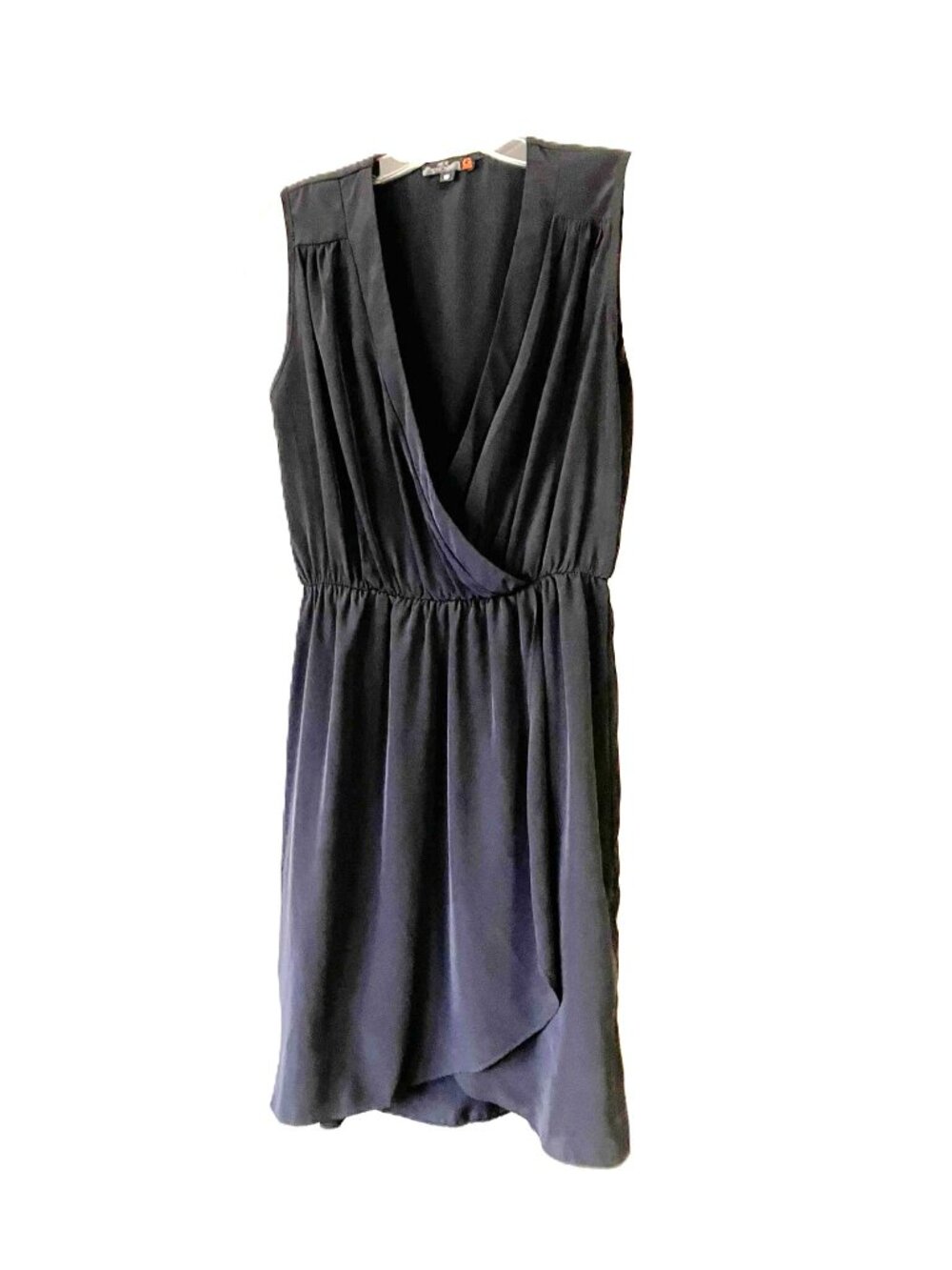 G by Guess Black Silky Surplice Wrap Dress Size Small